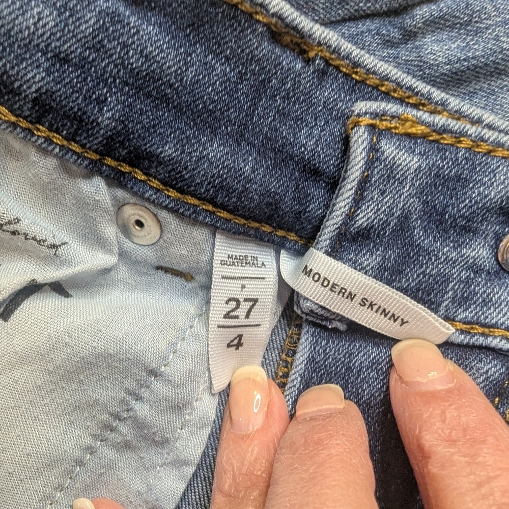 Ann Taylor LOFT Women's Modern Skinny Ankle Blue Jeans Raw Hem Size 4 / 27 - Picture 9 of 10
